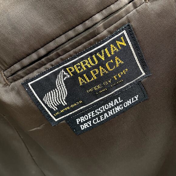 Peruvian Alpaca Herringbone Brown Tweed Sports Jacket Blazer Jeffrey Banks 44R - Picture 4 of 12